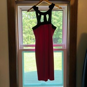 Trina Turk Cocktail Dress. Size 4. Like new. Pink with black detail.